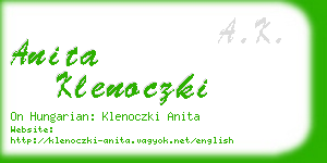 anita klenoczki business card